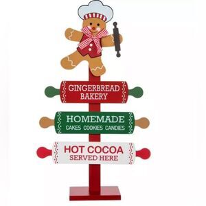 Gingerbread Street Sign Wood Decor Festive Gingerbread Bakery Sign